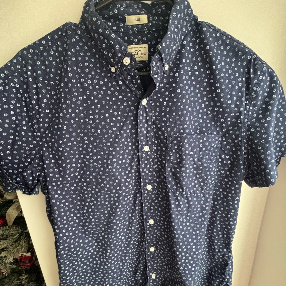 J.Crew Men’s Preppy Slim Fit Shirt Navy Floral Print Size M